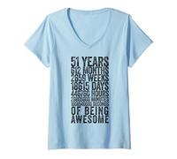 Donna Divertente Camicia per Il 51° Compleanno Old Meter Divertente 51 Anni Regali Maglietta con Collo a V