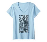 Donna Divertente Camicia per Il Secondo Compleanno Old Meter Divertente 2 Anni Regali Maglietta con Collo a V