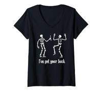 Donna Divertente Camicia Scheletro I Got Your Back Chiropractic Halloween Maglietta con Collo a V