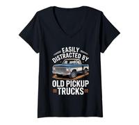 Donna Divertente Camion Proprietario Pickup Camion Autista Appassionato Vintage Maglietta con Collo a V