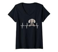 Donna Divertente cane battito cardiaco per gli amanti di Weimaraner Maglietta con Collo a V
