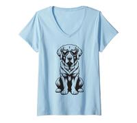 Donna Divertente Cane Chesapeake bay Retriever con Occhiali da Sole Maglietta con Collo a V