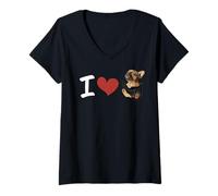 Donna Divertente Cane Frenchie in Tasca I Love French Bulldog Lover Maglietta con Collo a V