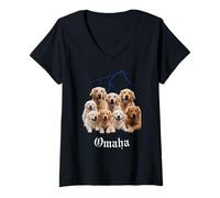 Donna Divertente cane Golden Retriever Bootleg Omaha Nebraska Maglietta con Collo a V