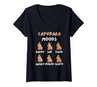 Donna Divertente Carino Capybara Moods Ragazzi Bambini Uomini Donne Maglietta con Collo a V