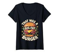 Donna Divertente Che Era Un Grosso Hamburger Grasso dicendo Cibo Umorismo Donne Uomini Maglietta con Collo a V