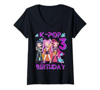 Donna Divertente Chibi KPOP Girl It's My 3rd Birthday Maglietta con Collo a V