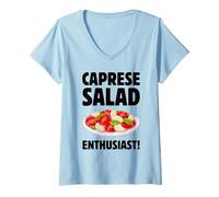 Donna Divertente cibo italiano, Insalata Caprese Insalata Appassionato Maglietta con Collo a V