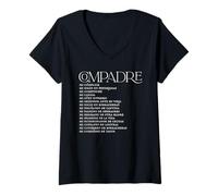 Donna Divertente compadre Definizione Messicano Umorismo Amicizia Design Maglietta con Collo a V