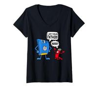 Donna Divertente Computer USB Floppy Disk Tuo Padre Geek Tech Nerd Maglietta con Collo a V