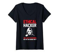 Donna Divertente consapevolezza etica degli hacker non può risolvere stupido può caricare Maglietta con Collo a V
