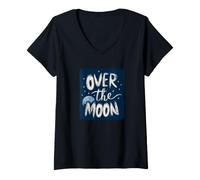 Donna Divertente Costume con discorso sulla Luna per Ragazzi e Ragazze Maglietta con Collo a V