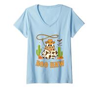 Donna Divertente Costume da Cowgirl per Halloween, Fantasma retrò Maglietta con Collo a V