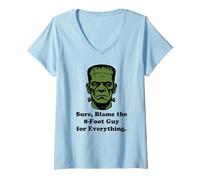 Donna Divertente costume da mostro Frankenstein per Halloween, scherzo Bruh Maglietta con Collo a V