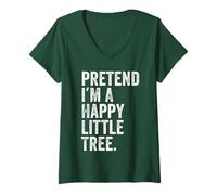 Donna Divertente Costume da Pigro Halloween per Pretend I'm a Happy Little Tree Maglietta con Collo a V