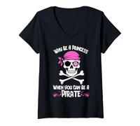 Donna Divertente costume da pirata per uomini, donne e bambini, con ossa incrociate Maglietta con Collo a V