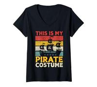 Donna Divertente costume da pirata per uomini, donne e bambini, con ossa incrociate Maglietta con Collo a V
