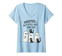 Donna Divertente Costume di Halloween di Ghosted Still Got The Cat Maglietta con Collo a V