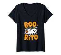 Donna Divertente Costume Divertente per Halloween Boo-Rito Maglietta con Collo a V