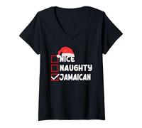 Donna Divertente Costume Natalizio giamaicano con Scritta Jamaican Maglietta con Collo a V