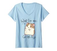 Donna Divertente Criceto Wait for Me Ive Got Little Legs Maglietta con Collo a V