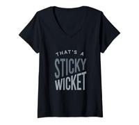 Donna Divertente Cricket Che è Un Wicket appiccicoso Maglietta con Collo a V