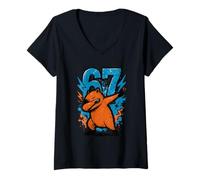Donna Divertente Dabbing Capybara Capy Adolescenti Bambini 67 Meme Amanti dei roditori Maglietta con Collo a V