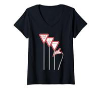 Donna Divertente, Dare, Strada, Traffico, Segno Maglietta con Collo a V