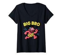 Donna Divertente Design Antico dell'età delle caverne Big Bro per Uomini e Ragazzi Maglietta con Collo a V