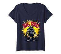 Donna Divertente Design Antico dell'età delle caverne Big Bro per Uomini e Ragazzi Maglietta con Collo a V