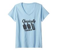 Donna Divertente Design Classico con Trasmissione Manuale Maglietta con Collo a V