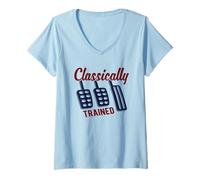 Donna Divertente Design Classico con Trasmissione Manuale Maglietta con Collo a V