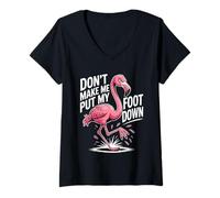 Donna Divertente Design con Fenicottero per Uomini, Donne, Bambini, Uccello, Fenicottero Rosa Maglietta con Collo a V