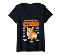 Donna Divertente Design per Camminare con l'anatomia del Corgi per Maglietta con Collo a V
