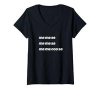 Donna Divertente Design retrò con Testo Musicale Pop Chant Maglietta con Collo a V