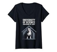 Donna Divertente Detto Professore di Logica università Cane Donne Uomini Maglietta con Collo a V