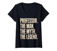 Donna Divertente Detto Professore Uomo Mito Leggenda Insegnante Donne Uomini Maglietta con Collo a V
