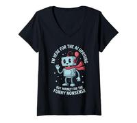Donna Divertente Detto Rivolta AI Principalmente Divertente Sciocchezze Robot Scherzo Maglietta con Collo a V