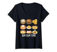 Donna Divertente Dim Sum Art per uomini, donne, bambini, amanti del cibo cinese Maglietta con Collo a V