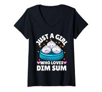 Donna Divertente Dim Sum Art per uomini, donne, bambini, amanti del cibo cinese Maglietta con Collo a V