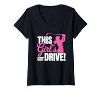 Donna Divertente Donna Golf Femminile Golfista Umorismo Ragazze Golf Maglietta con Collo a V