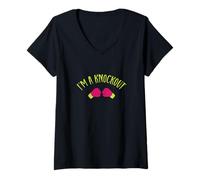 Donna Divertente Donne Boxer Pun I'm a Knockout Ragazze Boxe Umorismo Maglietta con Collo a V