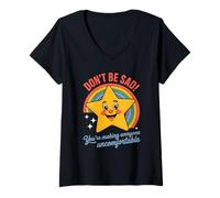 Donna Divertente Don't Be Sad IT's Uncomfortable Star Rainbow Donne Uomini Maglietta con Collo a V