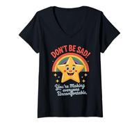 Donna Divertente Don't Be Sad IT's Uncomfortable Star Rainbow Donne Uomini Maglietta con Collo a V