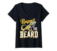 Donna Divertente Drago Barbuto Rispetta la Barba Cool Pet Rettile Maglietta con Collo a V