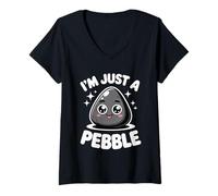Donna Divertente e Carino con Scritta I am Just a Pebble Kawaii Rock per Donne e Uomini Maglietta con Collo a V