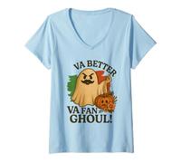 Donna Divertente Fantasma Italiano Va Fan Ghoul Retro Spettrale Halloween Maglietta con Collo a V