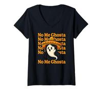 Donna Divertente Fantasma Messicano di Halloween ispanico Gioco di Parole No Me Ghosta Maglietta con Collo a V
