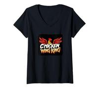 Donna Divertente fast food con questo costume da re ala di pollo Maglietta con Collo a V