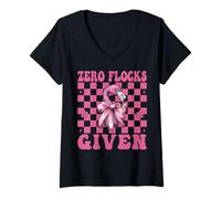 Donna Divertente Fenicottero Ragazza Mamma Rosa Coquette Arco Zero Stormi Dati Maglietta con Collo a V
